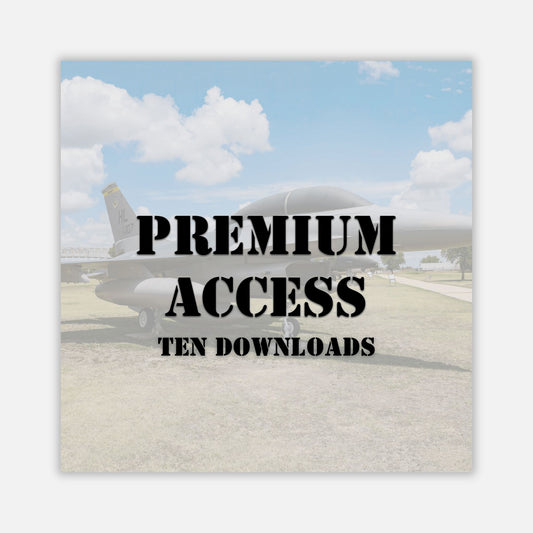 A plane located on Lackland AFB, with the text 'PREMIUM ACCESS ONE DOWNLOAD' overlaid on the image.